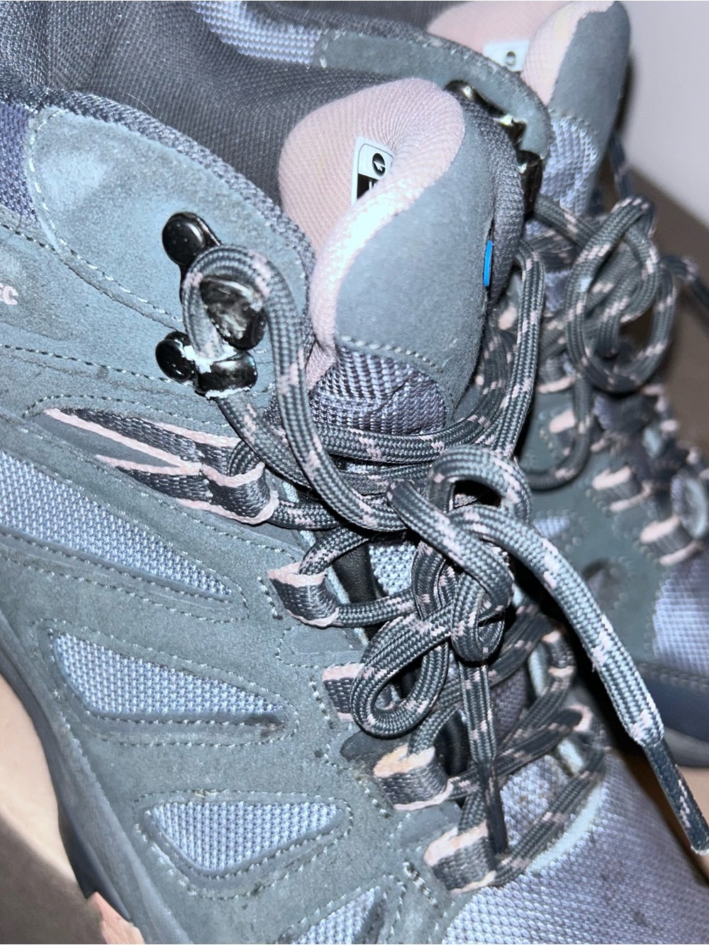 Hi-Tec Grey and Pink Women's Combat-Style Hiking Boots